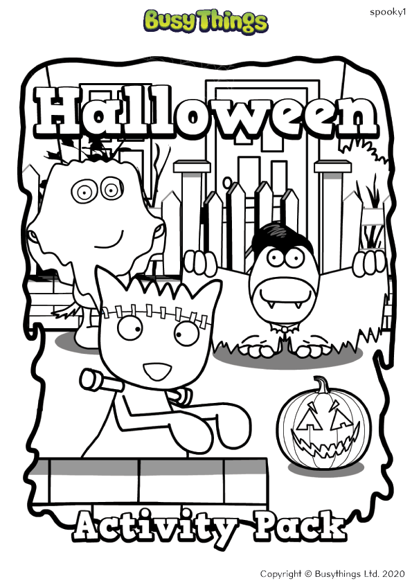 Preview of the free printable Halloween activity pack, featuring spooky puzzles, colouring and creative activities for children.