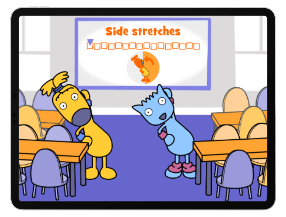Animated exercise workout for children