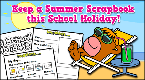 Busy Things scrapbook for summer memories and nature finds – creative literacy activity