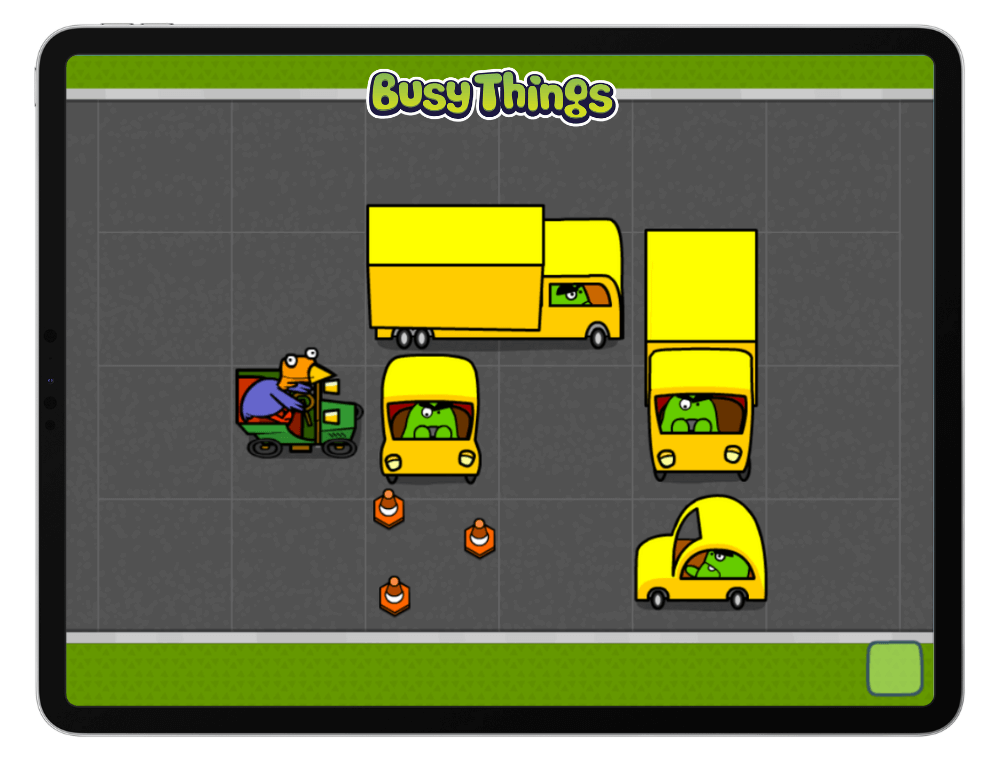 Block-a-Doodle-Do sequencing game on Busy Things