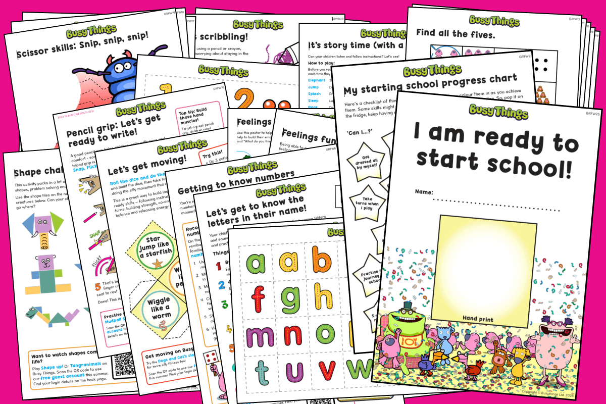 free starting school activity pack from busy things