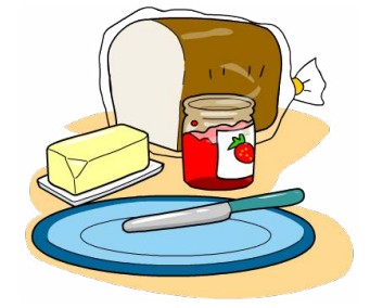 A sandwich with butter and jam