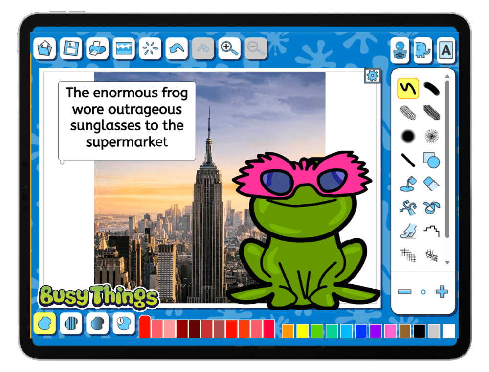 Writing silly sentences to help remember spellings on Busy Publisher