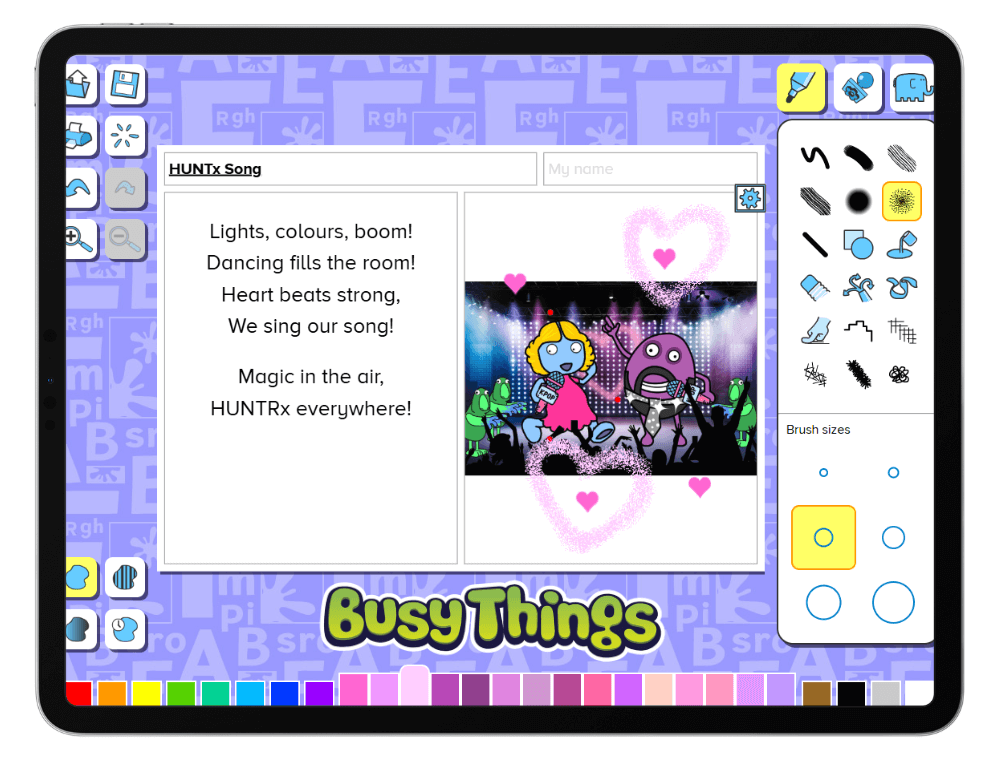 KPOP Demon Hunters Activities - Write KPOP song lyrics on Busy Things