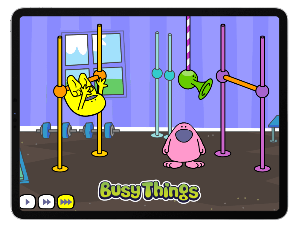 Busy Things Number gym game for kids on a tablet - could make a fun K-Pop demon hunters themed maths activity