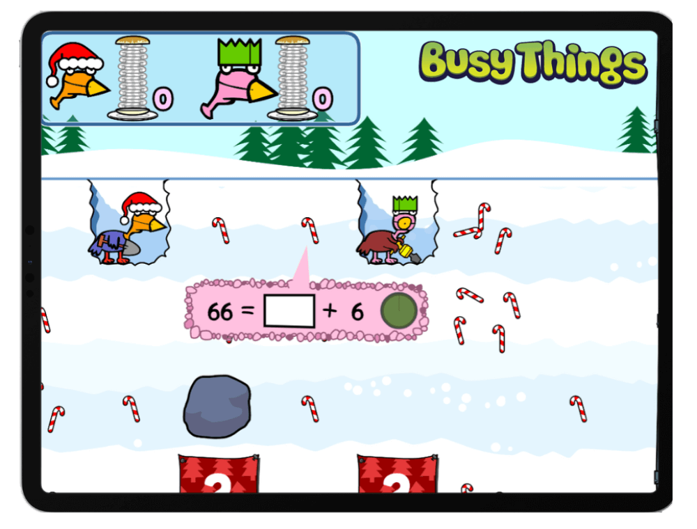 Fun maths game - miner birds Christmas edition