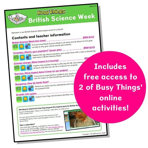 What's in the British Science Week topical pack?