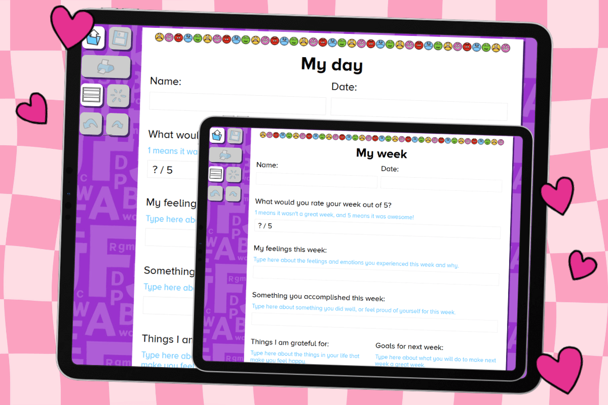 Valentine’s wellbeing journal templates on Busy Things, encouraging children to reflect on feelings, gratitude and their day.