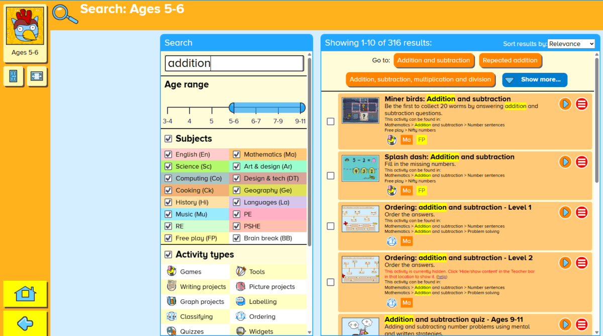 Search tool within Busy Things