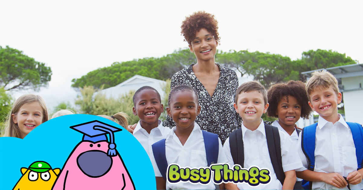 Teacher and pupils from an international school