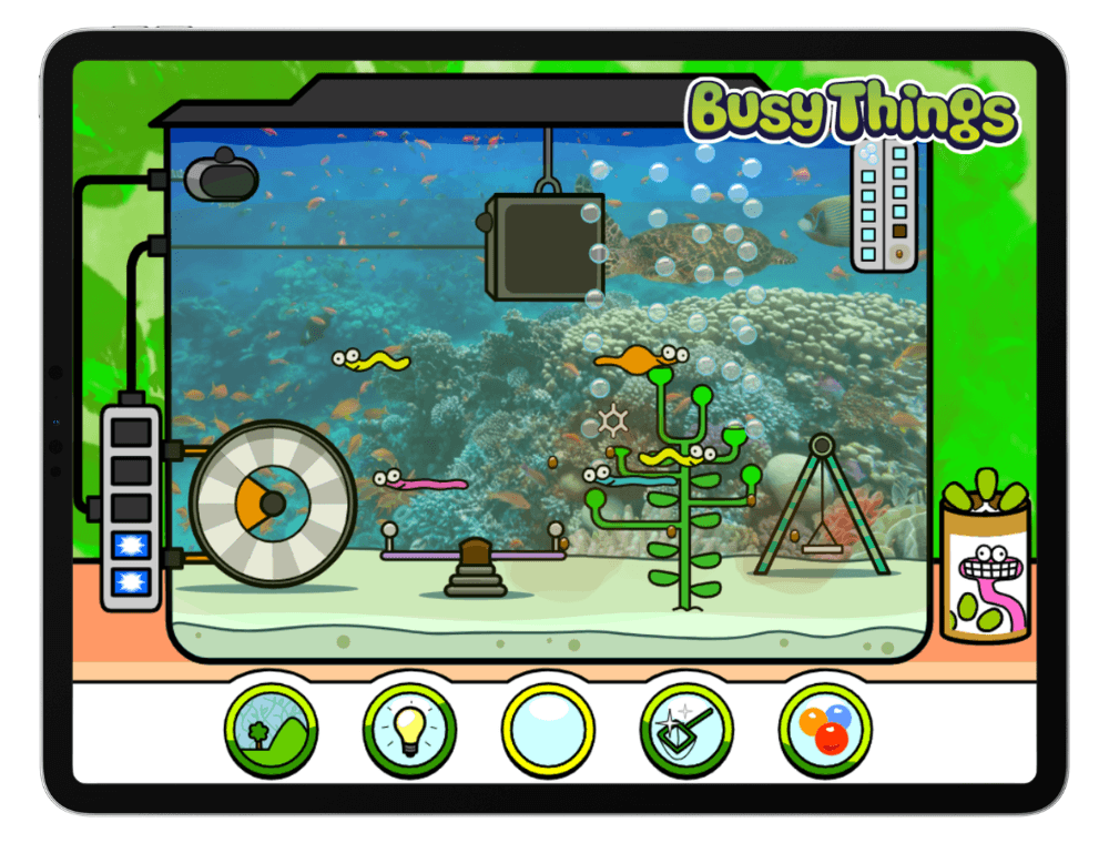 exploring water pollution and environment through interactive game showing worms and water quality