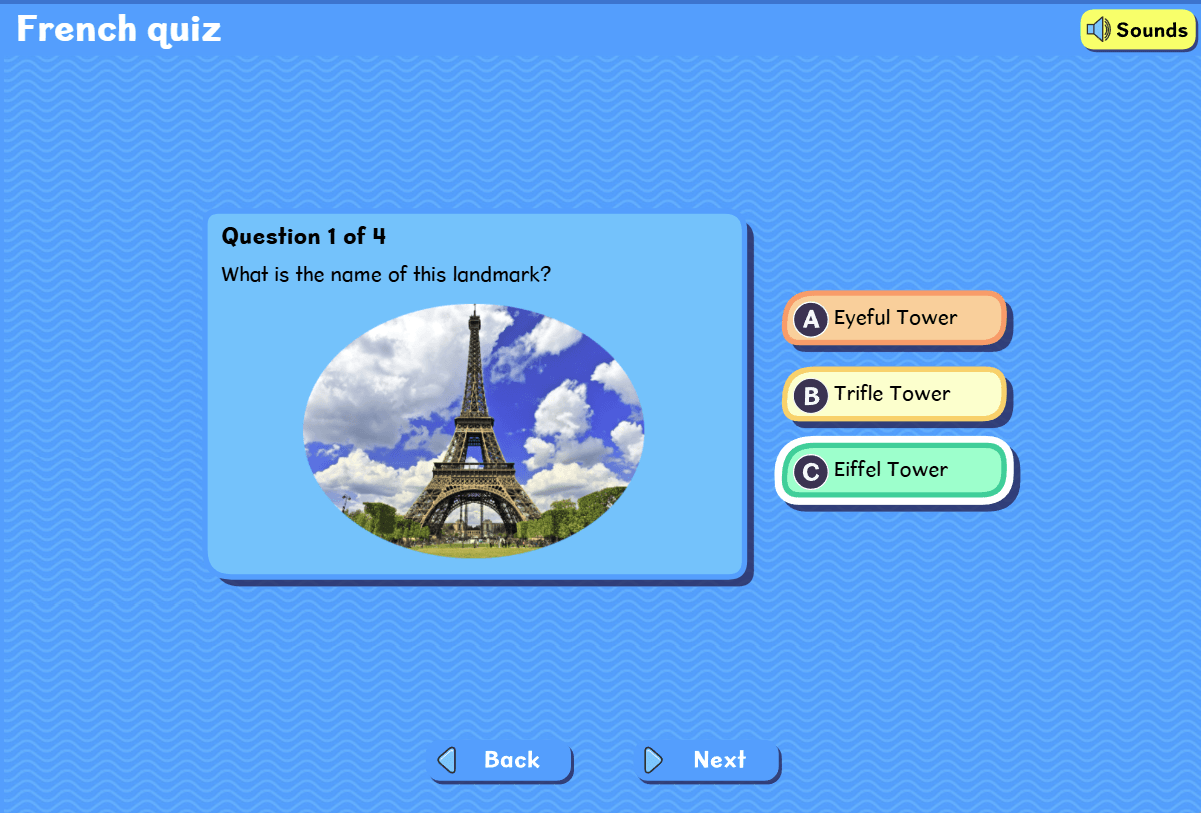 French quiz created by the Activity Maker