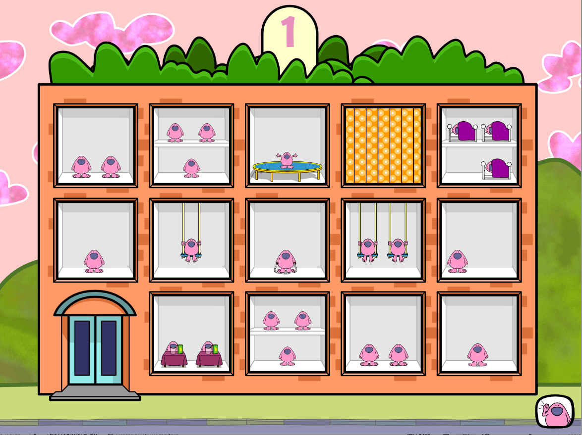 Screenshot of Key Stage 1 subitising activity, 'Quantity street'