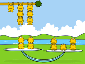 Screenshot of KS1 maths activity, Rocker shocker, focusing on number bonds