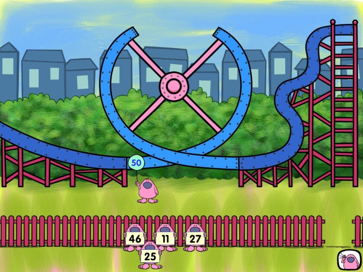 Screenshot of Rollercoaster - more or less activity (Maths KS1)