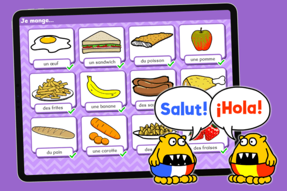 Busy Things French and Spanish language activities for children