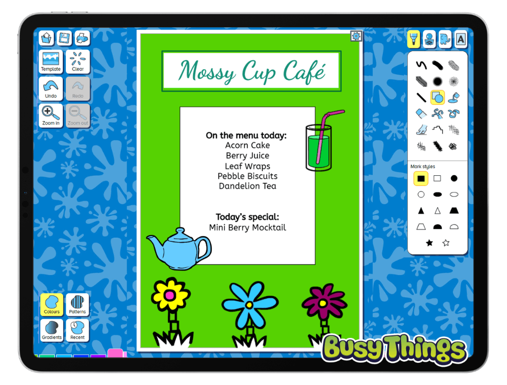 Busy Publisher gnome café menu for a tiny world activity