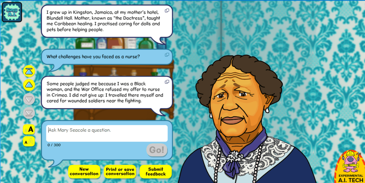 Screenshot from the Interview Mary Seacole activity
