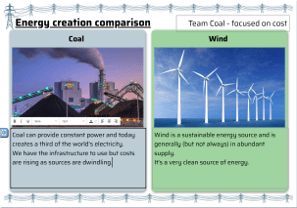 Compare types of electricity generation activity screenshot