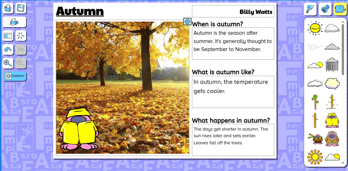 Write about Autumn activity screenshot