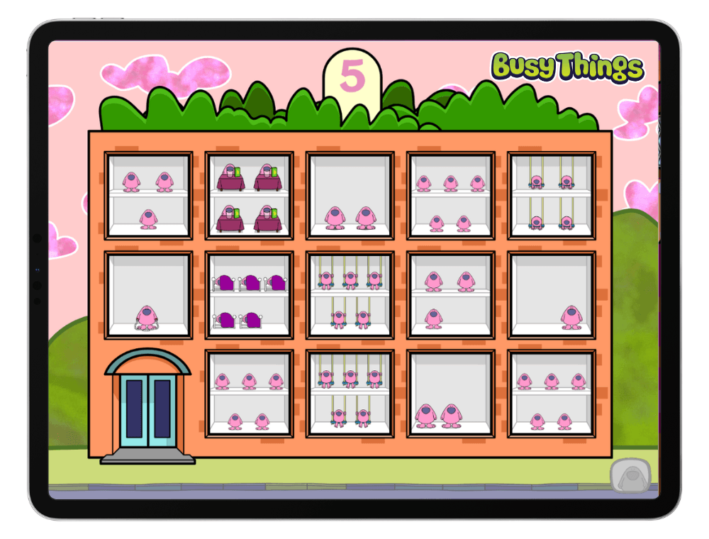 Busy Things Quantity Street game for practising primary school maths subitising and recognising quantities without counting