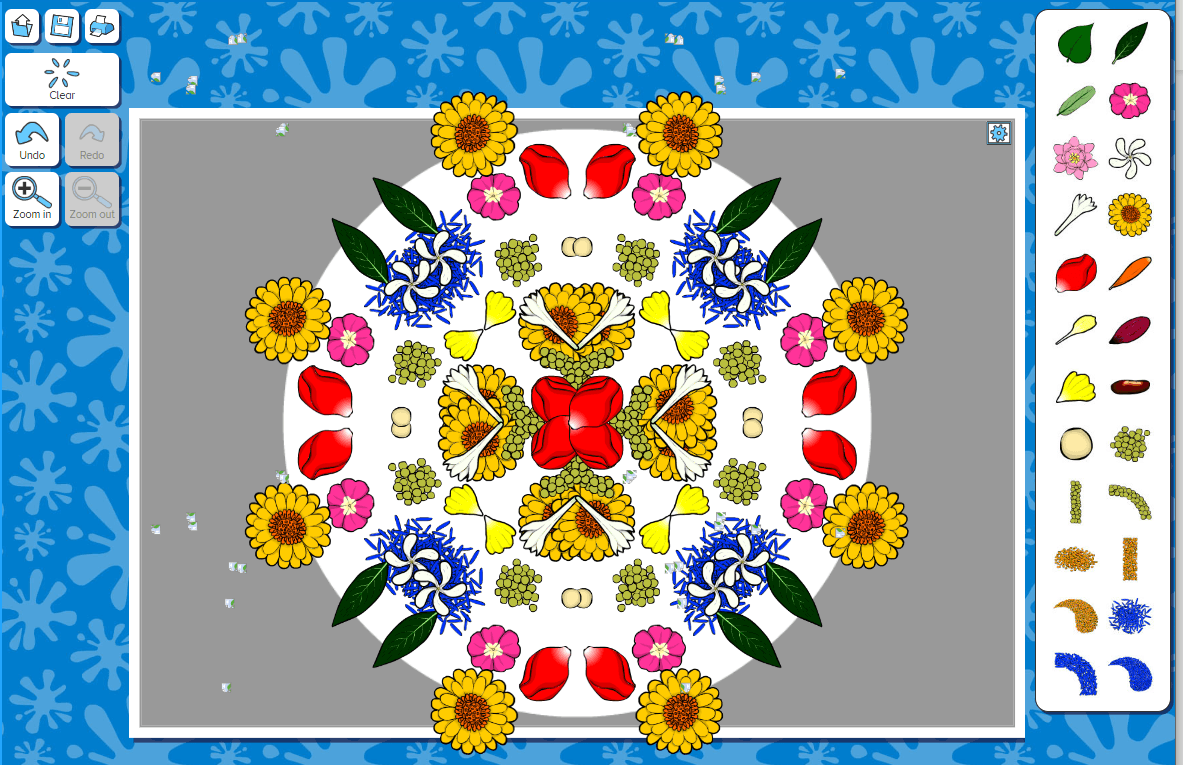 Rangoli patterns activity screenshot for Diwali