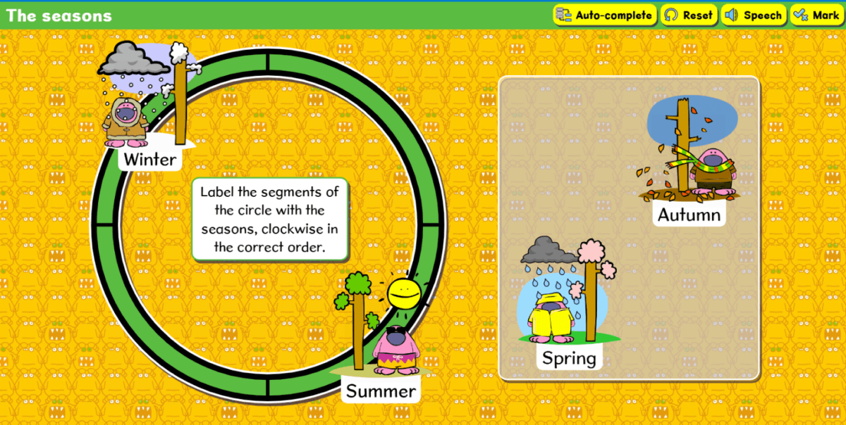 Screenshot of the Seasons ordering activity